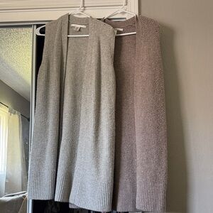 Max Studio Open-Front Sleeveless Knit Cardigan Set - Gray & Taupe